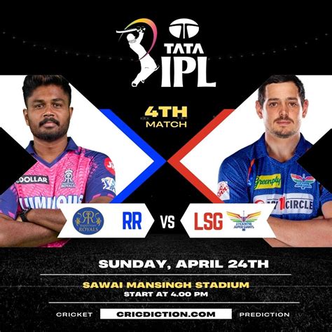 Rajasthan Royals vs Lucknow Super Giants, 4th Match .
